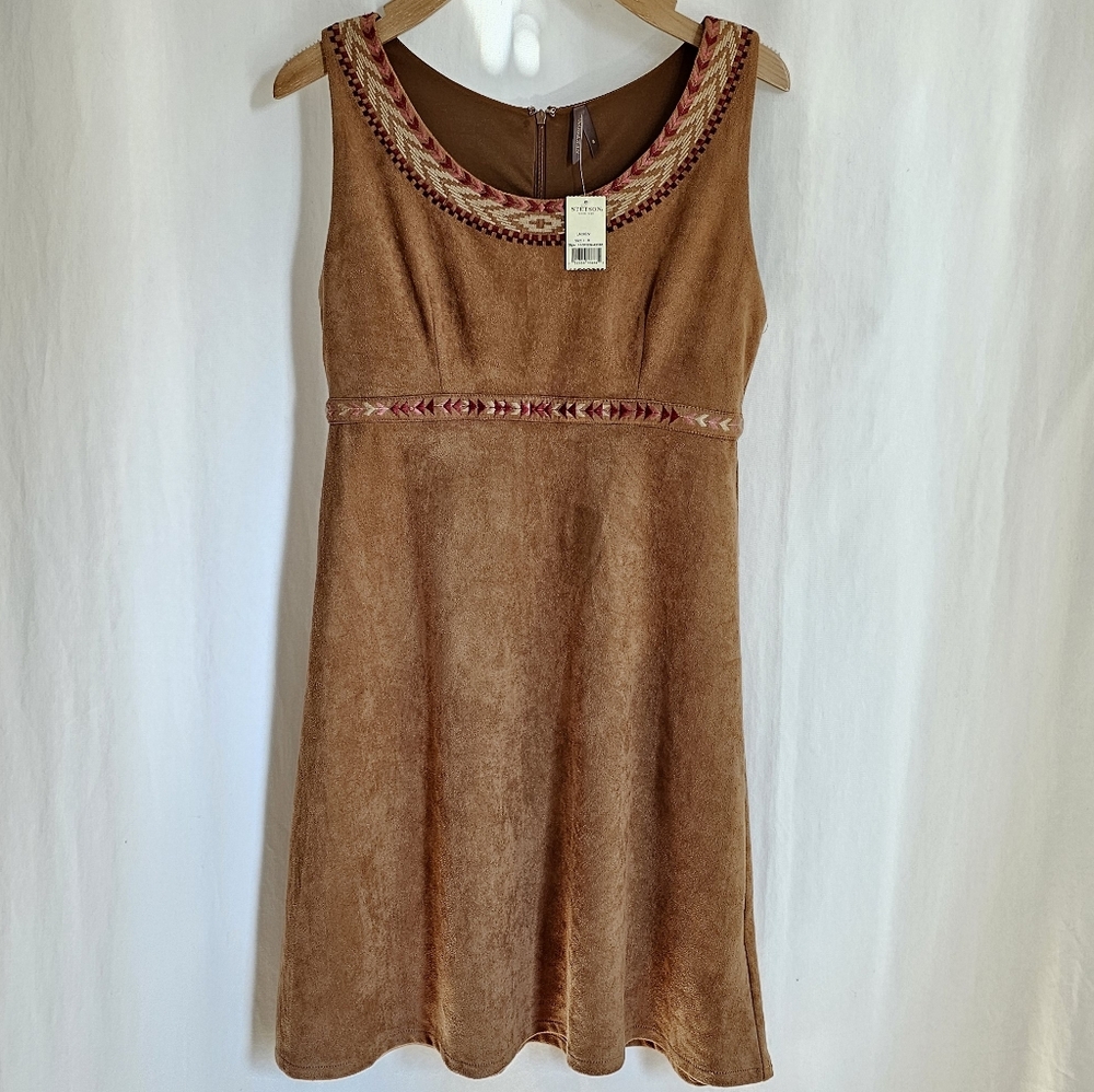 Stetson Tobacco Brown Sleeveless Faux Suede Mini Dress - Picture 7 of 16